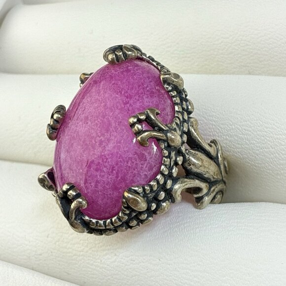Carolyn Pollack Ring Pink Stone Cabochon Sz 8 Oval Sterling Silver 925